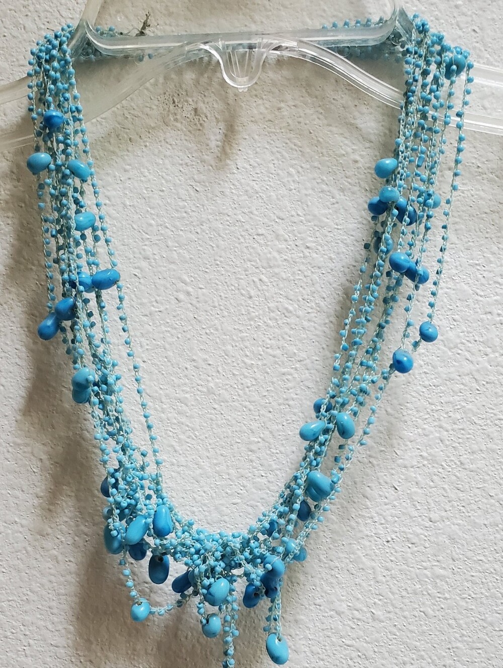 Blue Multi-Strand Beaded Necklace - Brand Unspecified